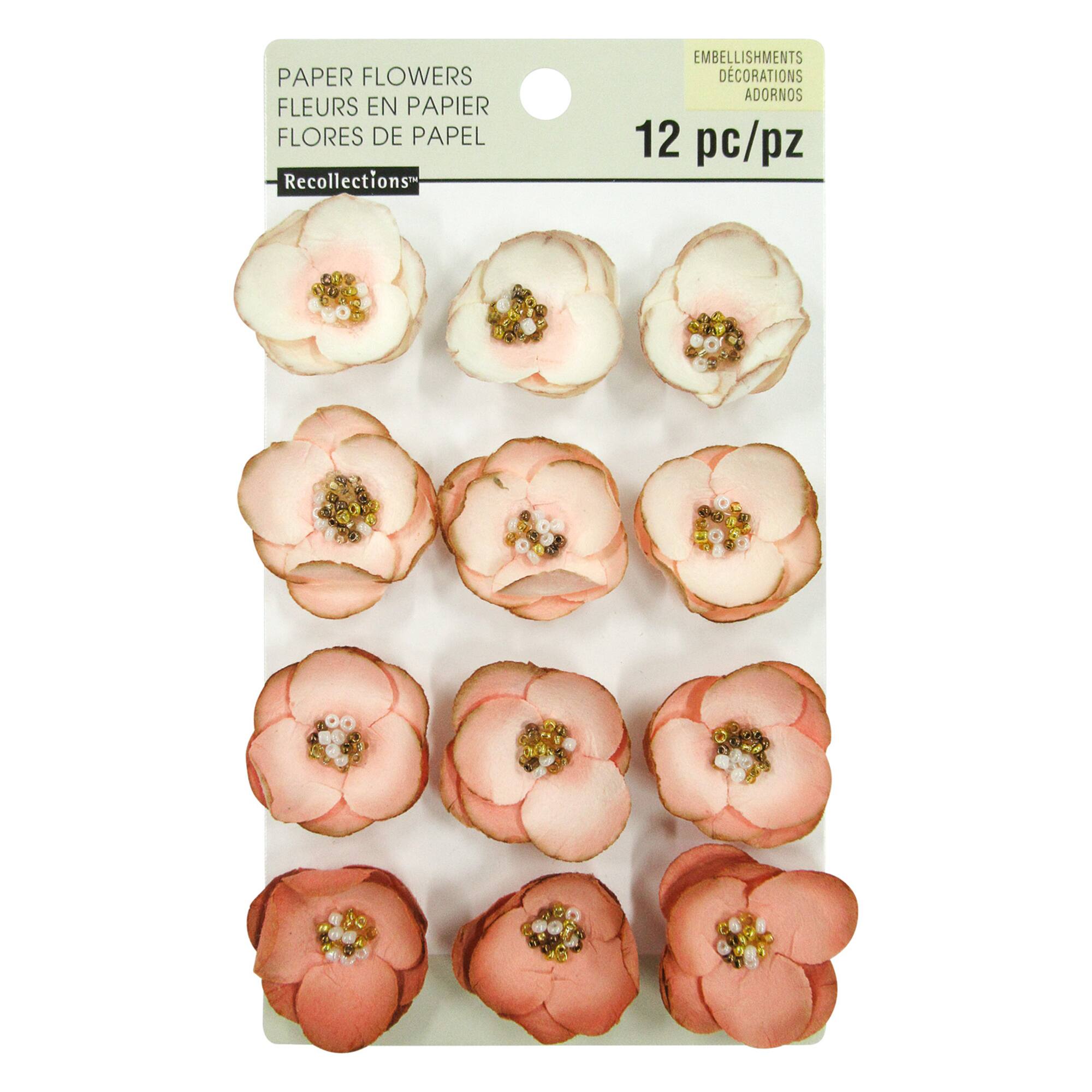 Pink Beaded Paper Flower Embellishments By Recollections™